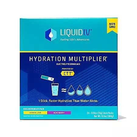 商品Liquid I.V.|Liquid I.V. Hydration Multiplier Electrolyte Powder Packets, Lemon Lime & Acai Berry (24  pk.),价格¥243,第1张图片