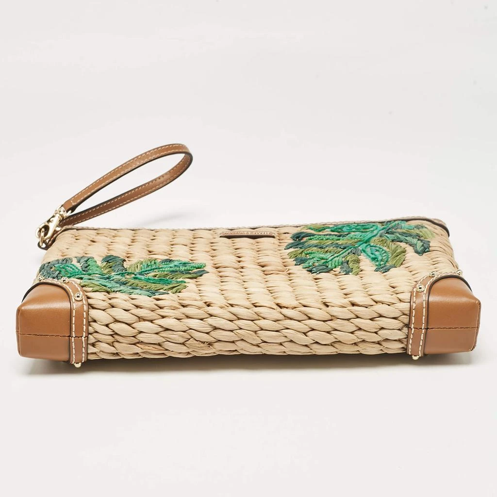 Michael Kors Tan Wicker Malibu Wristlet Zip Pouch 商品