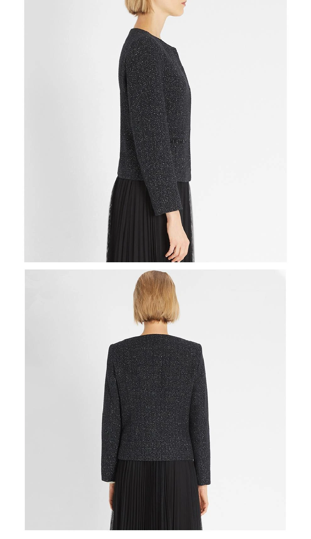 商品Weekend Max Mara|CORONE 黑色圆领黑色短外套夹克仅剩36码【香港仓极速发货】,价格¥2633,第5张图片详细描述