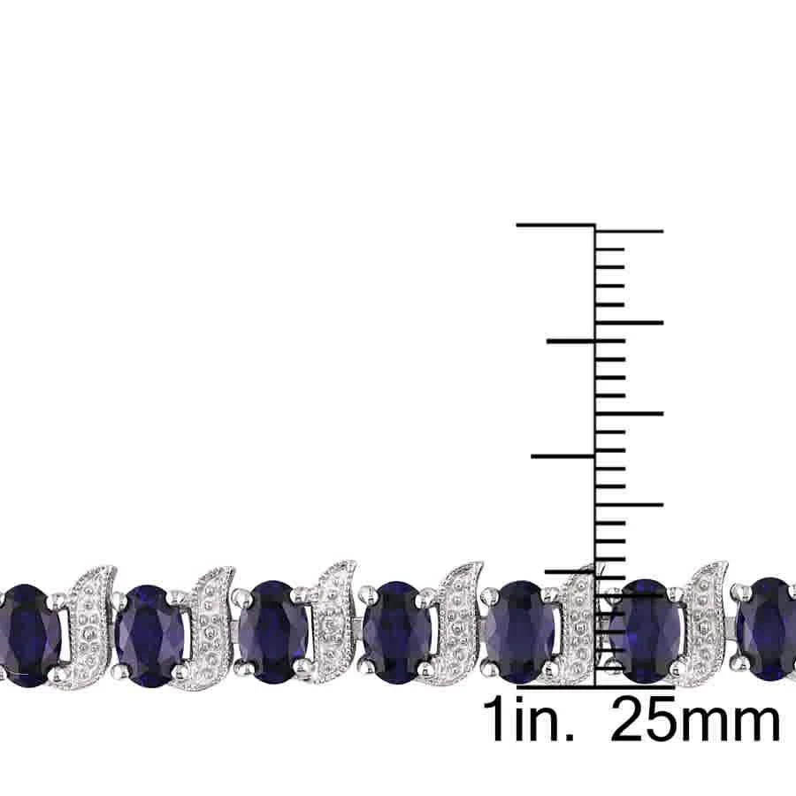 商品Amour|13 1/5 CT TGW Created Blue Sapphire and Diamond S-link Bracelet In Sterling Silver,价格¥1003,第3张图片详细描述