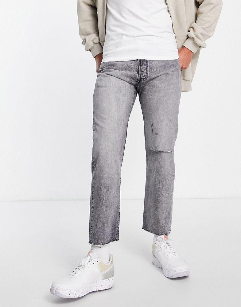 商品Levi's|Levi's 501 '93 crop jeans in grey wash with knee rip,价格¥323,第6张图片详细描述
