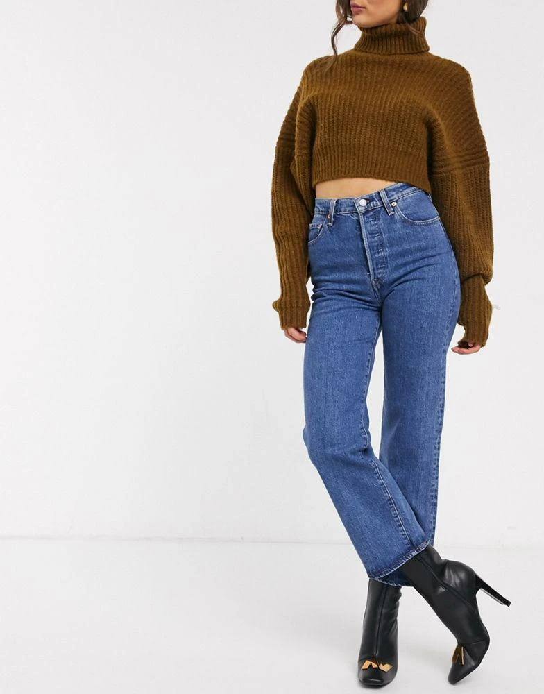 商品Levi's|Levi's Ribcage straight leg ankle grazer jeans in darkwash blue,价格¥772,第4张图片详细描述