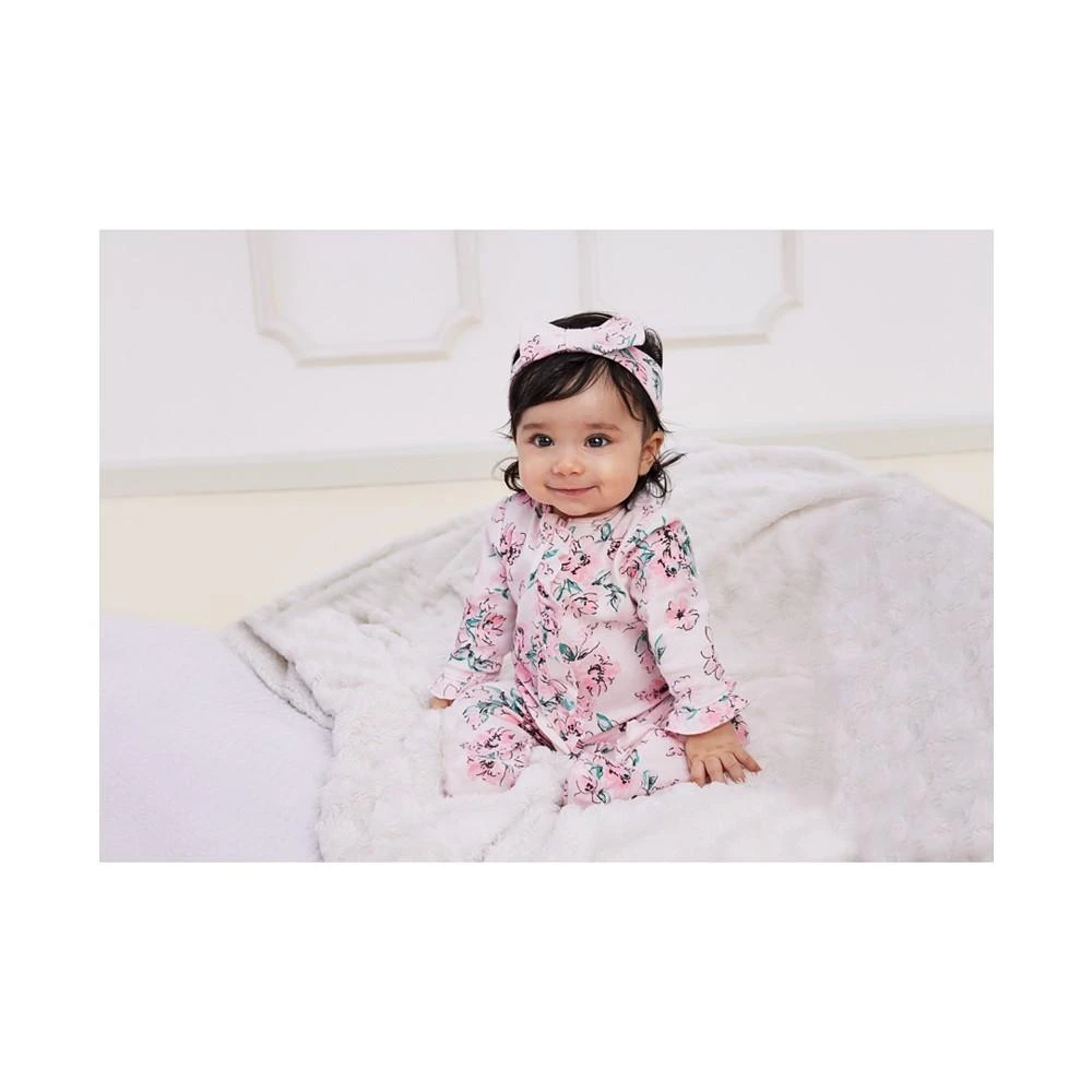 商品Little Me|Baby Girls Dream Floral Footed Coverall and Headband, 2 Piece Set,价格¥97,第3张图片详细描述