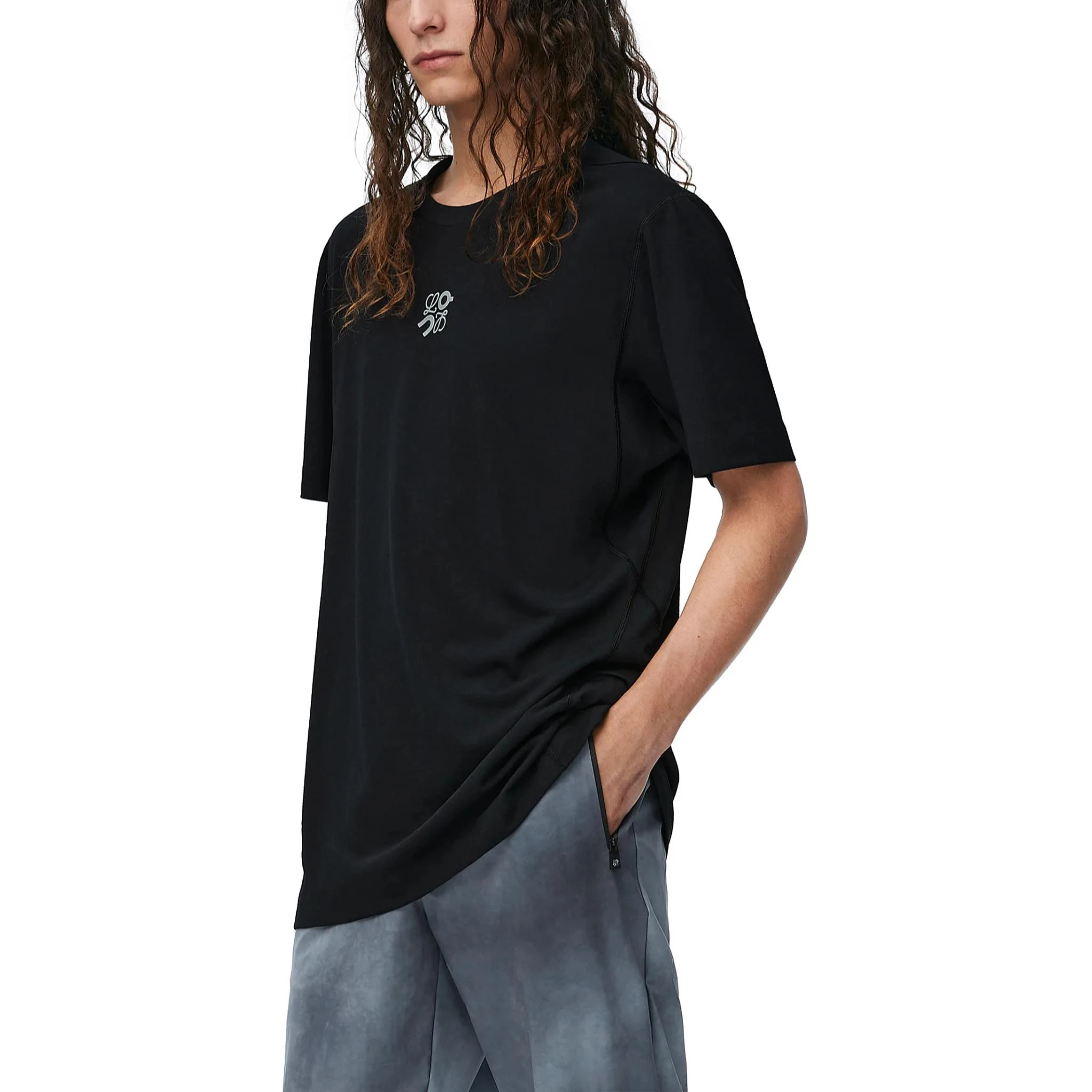 商品[国内直发] Loewe|罗意威 x On昂跑 SS24 纯色Logo标识休闲宽松短袖T恤 男款 黑色,价格¥2926,第4张图片详细描述