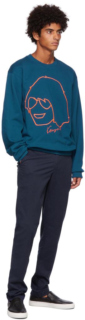 Blue Embroidered Graphic Sweatshirt商品第4张图片规格展示