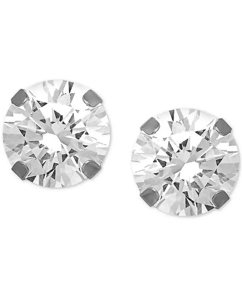 商品Essentials|Cubic Zirconia 1/3" Stud Silver Plate Earrings,价格¥228,第1张图片