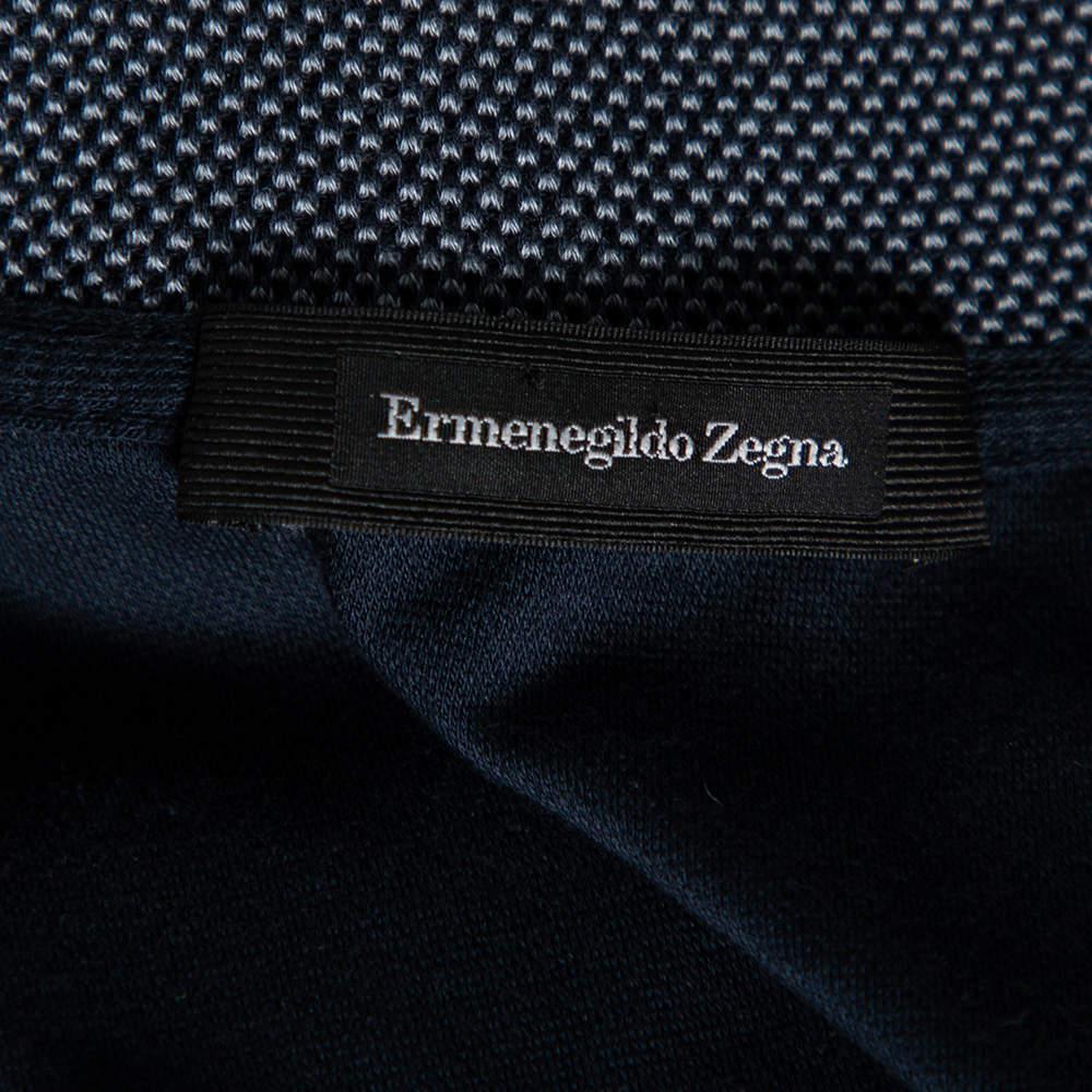 Ermenegildo Zegna Teal Green Cotton Knit Contrast Trim Polo T-Shirt M商品第5张图片规格展示