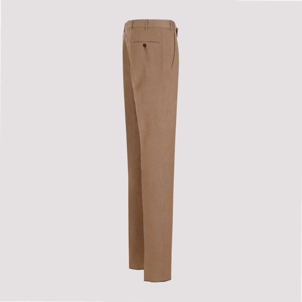 商品Zegna|Brown Trofeo Formal Summer Wool Pants,价格¥3355,第4张图片详细描述