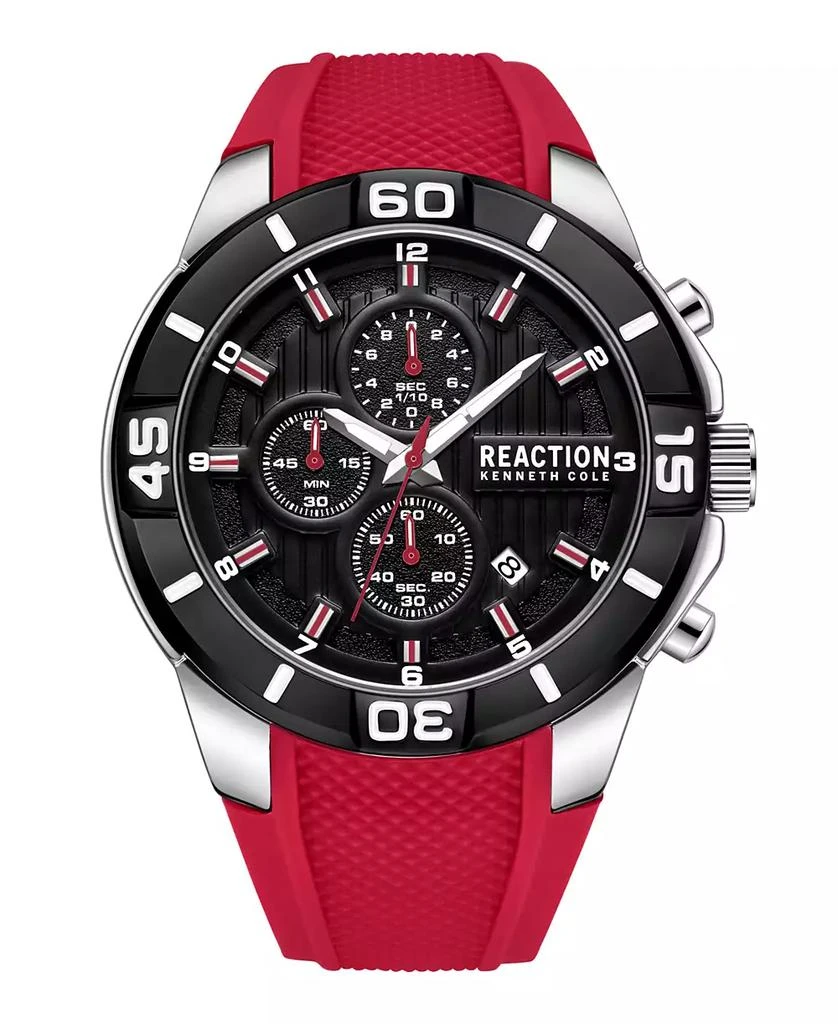 商品Kenneth Cole|Men's Dress Sport Red Silicon Strap Watch, 48mm,价格¥710,第1张图片