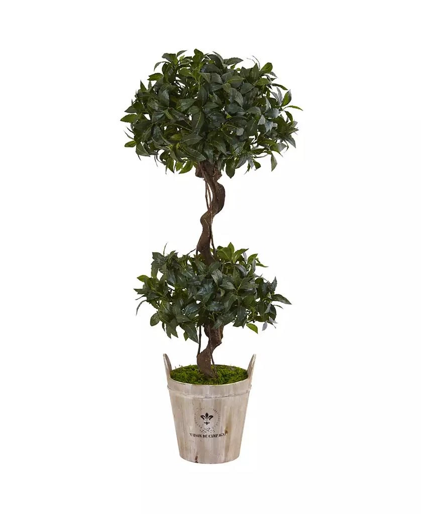 商品NEARLY NATURAL|4.5' Sweet Bay Double Topiary Artificial Tree in Farmhouse Planter,价格¥1720,第1张图片