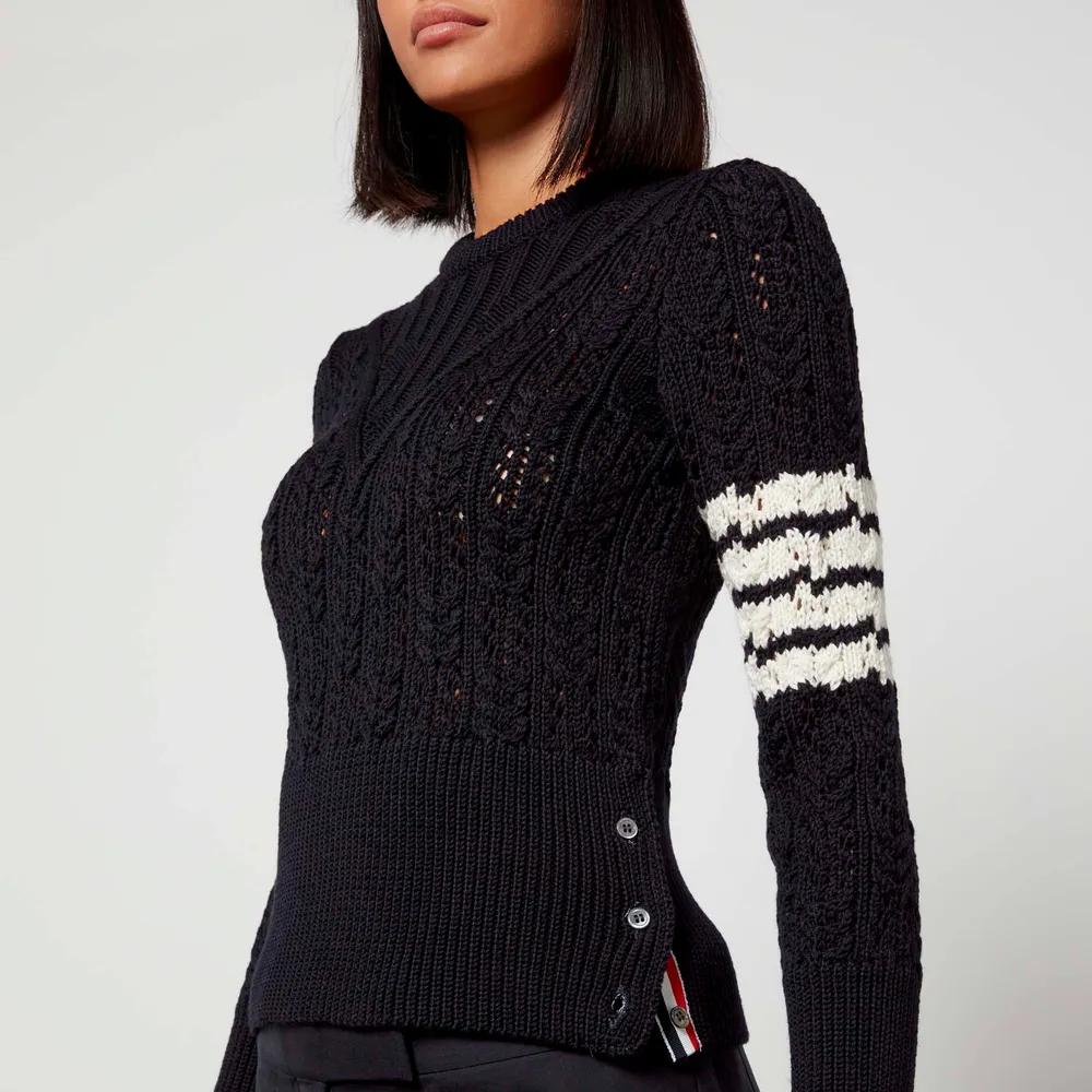 Thom Browne Women's Pullover With 4 Bar In Irish Pointelle Cable商品第4张图片规格展示