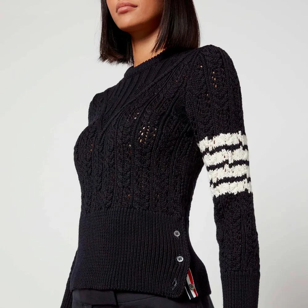 商品Thom Browne|Thom Browne Women's Pullover With 4 Bar In Irish Pointelle Cable,价格¥3806,第4张图片详细描述