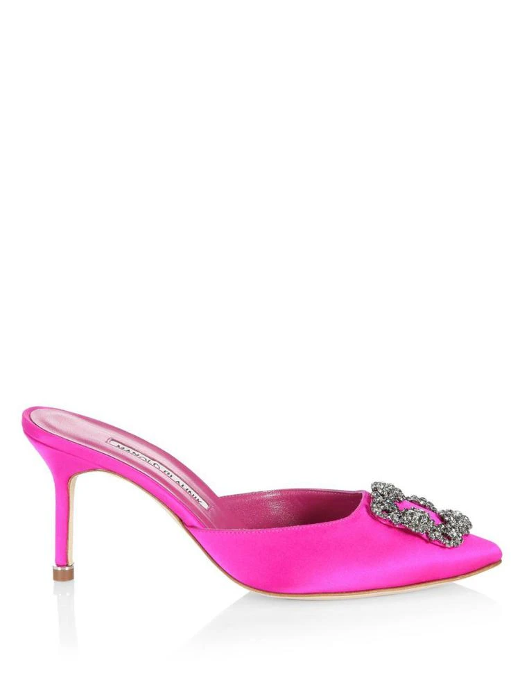 商品Manolo Blahnik|Manolo Blahnik - Hangisi 70 Embellished Satin Mules,价格¥4987,第5张图片详细描述