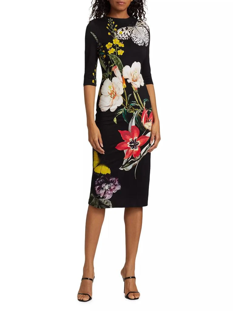 商品Alice + Olivia|Delora Floral Crewneck Midi-Dress,价格¥1184,第3张图片详细描述