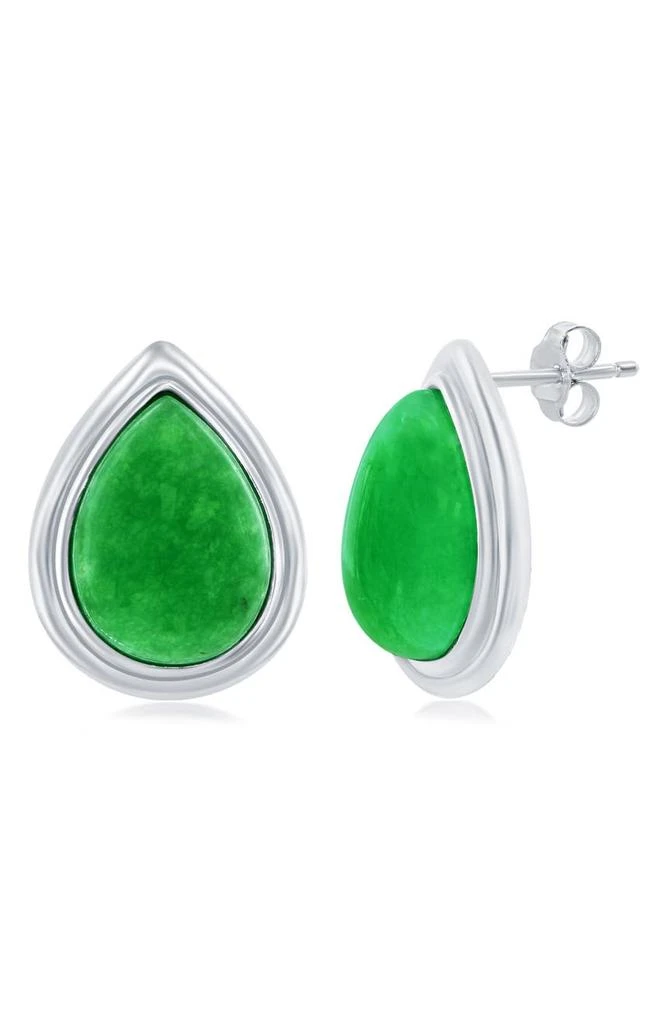 商品SIMONA|Sterling Silver Jade Pear Shaped Stud Earrings,价格¥675,第1张图片