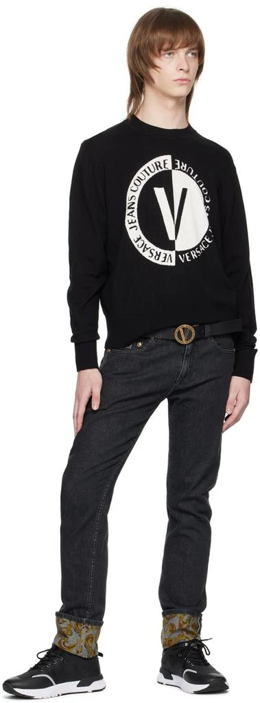商品Versace|Black V-Emblem Round Reversible Belt,价格¥974,第3张图片详细描述