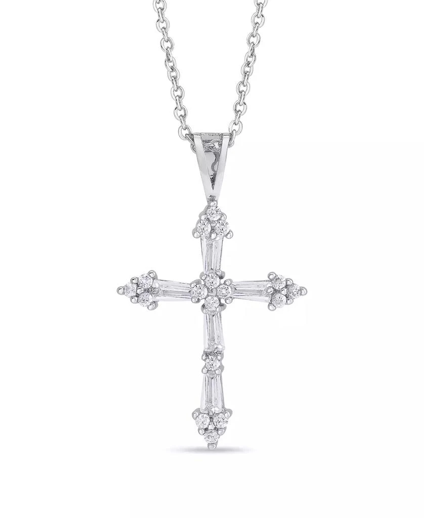 商品Macy's|Cubic Zirconia Cross Pendant 18" Necklace in Silver Plate or Gold Plate,价格¥113,第1张图片