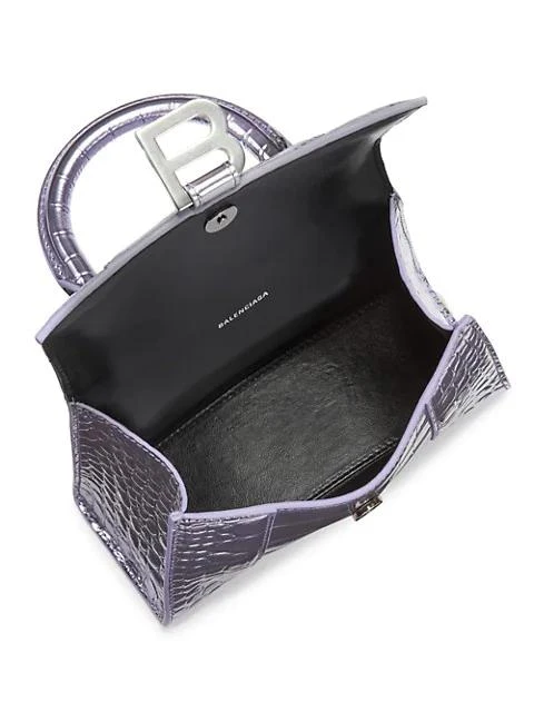 商品Balenciaga|XS Hourglass Exclusive Croc-Embossed Leather Top Handle Bag,价格¥12195,第3张图片详细描述