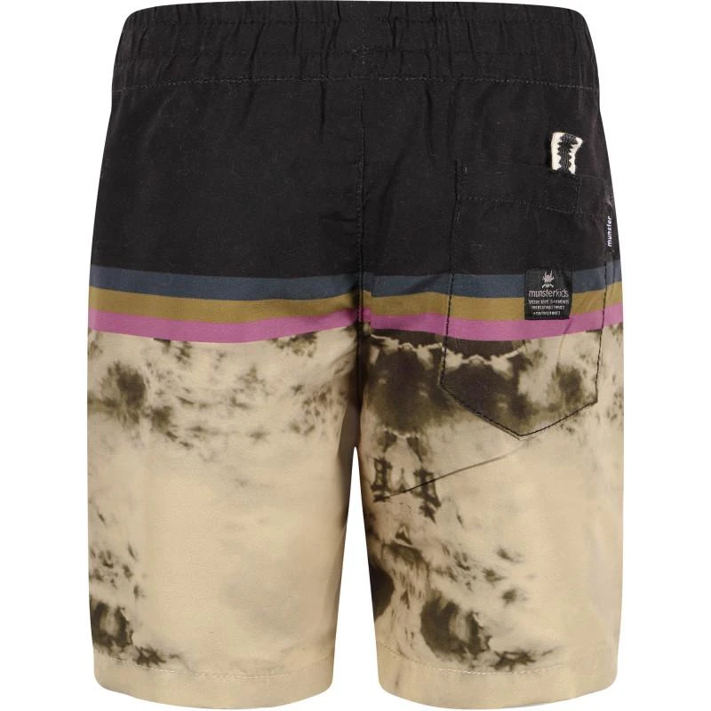 商品Munster|Tie dye print stripe swimming trunks in beige and black,价格¥484,第2张图片详细描述