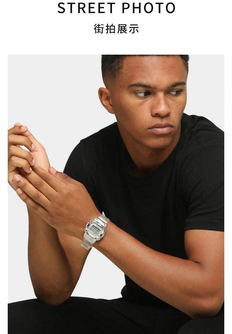 商品Casio|CASIO卡西欧手表 G-SHOCK冰酷迷彩金属表圈/银 GM-5600SCM-1,价格¥1665,第5张图片详细描述