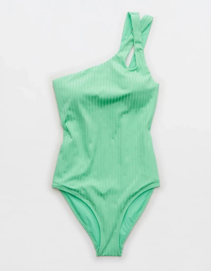 商品Aerie|Aerie Ribbed Shine One Shoulder One Piece Swimsuit,价格¥166,第4张图片详细描述