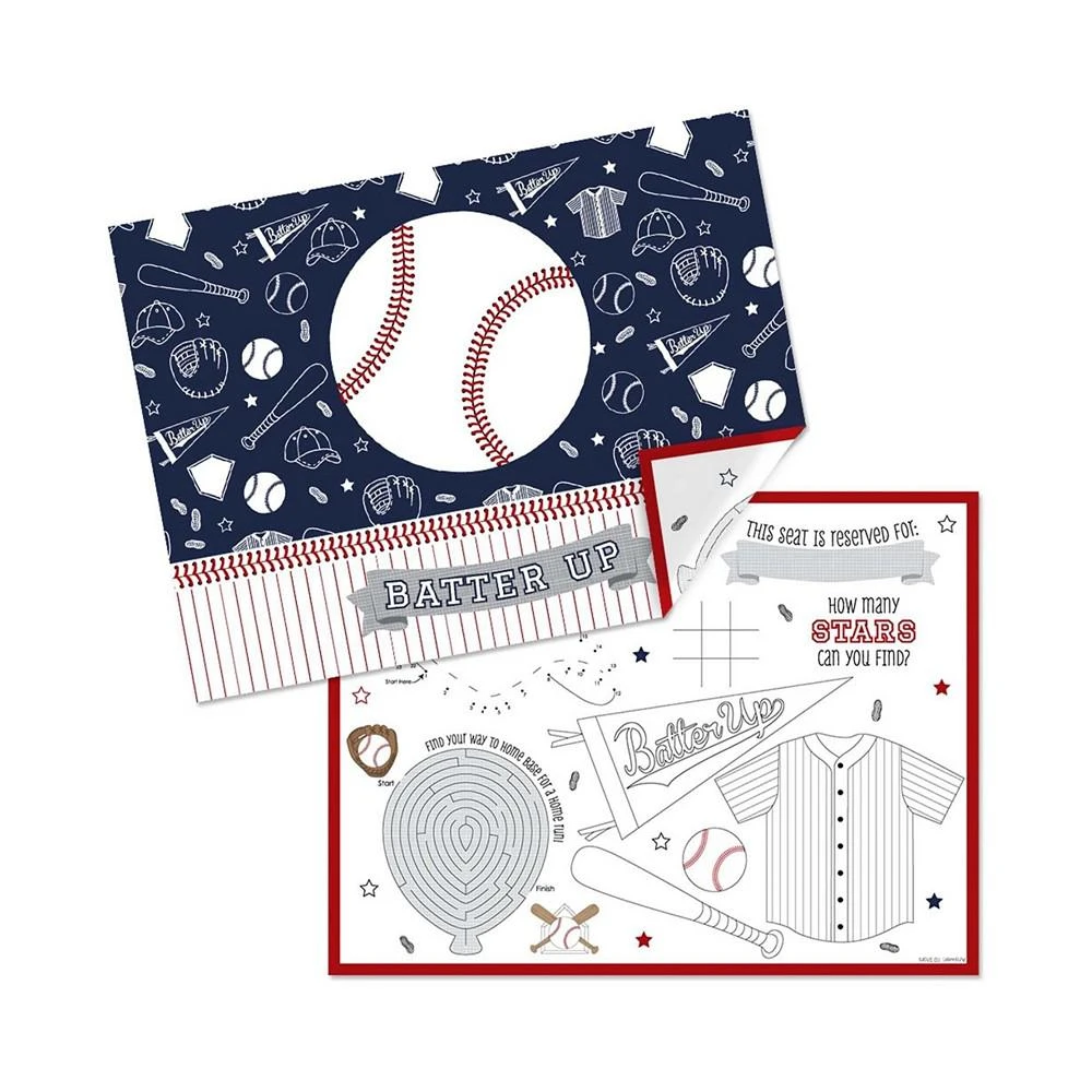 商品Big Dot of Happiness|Batter Up - Baseball - Paper Coloring Sheets - Activity Placemats - Set of 16,价格¥157,第1张图片