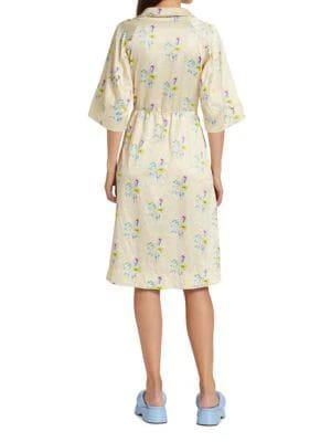 商品Ganni|Floral Crinkled Satin Wrap Dress,价格¥383,第2张图片详细描述