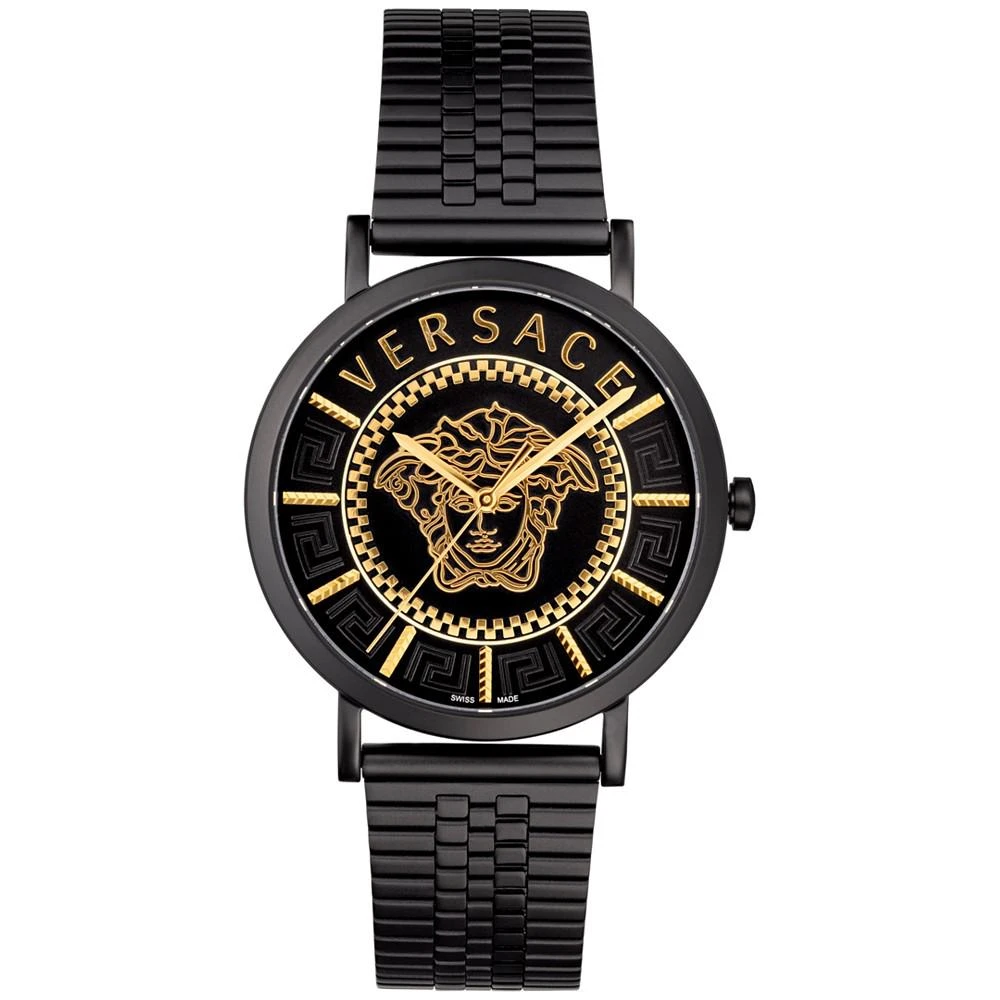 商品Versace|Men's Swiss V Essential Black Stainless Steel Bracelet Watch 40mm,价格¥4687,第1张图片