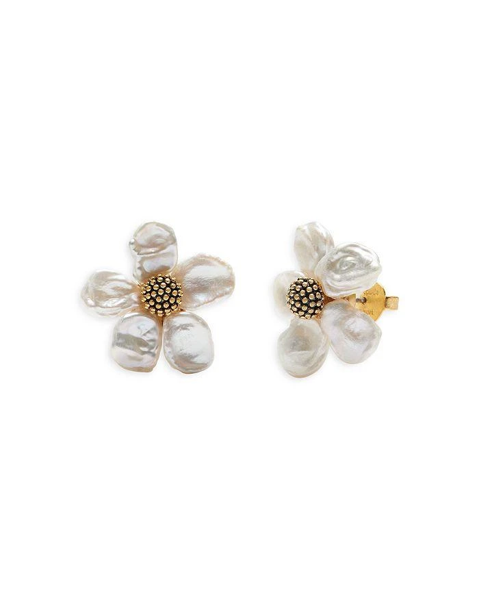 商品Kate Spade|Floral Frenzy Cultured Freshwater Pearl Flower Stud Earrings in Gold Tone,价格¥407,第2张图片详细描述