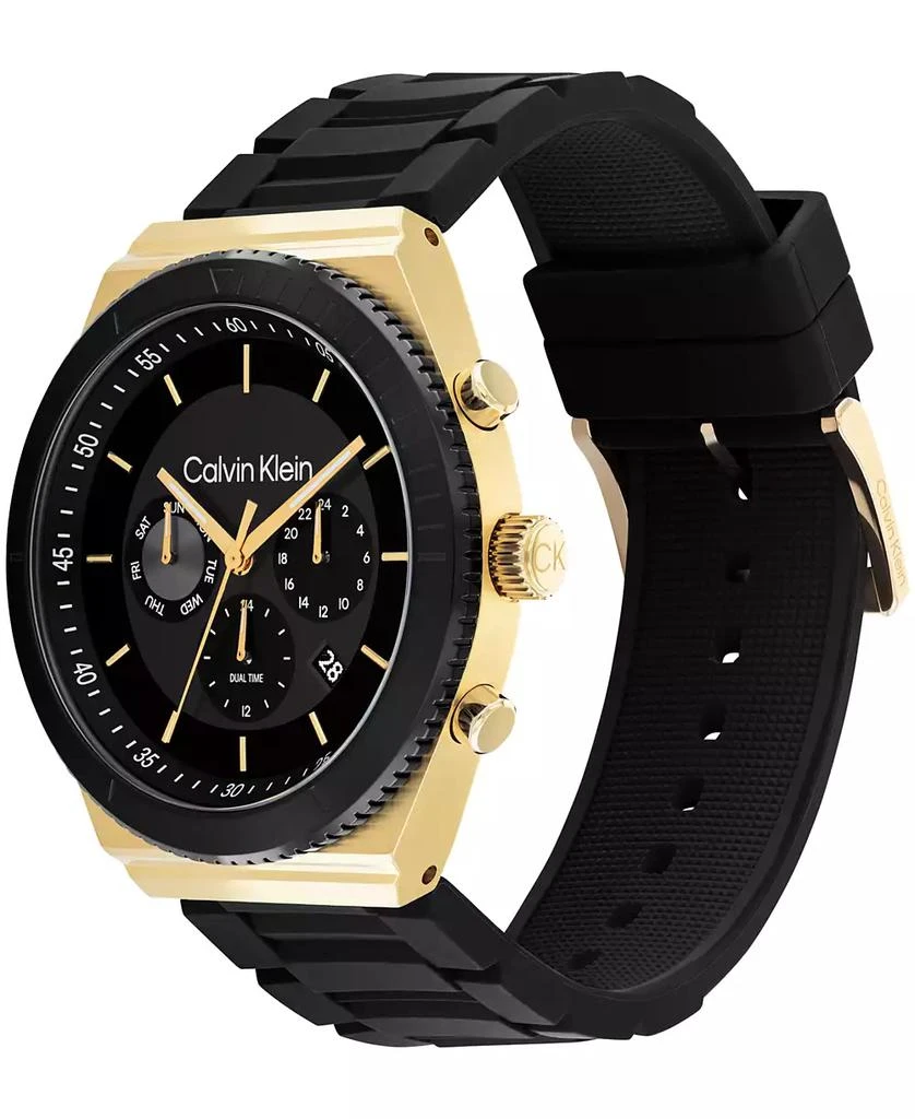 商品Calvin Klein|Men's Black Silicone Strap Watch 44.5mm,价格¥996,第2张图片详细描述