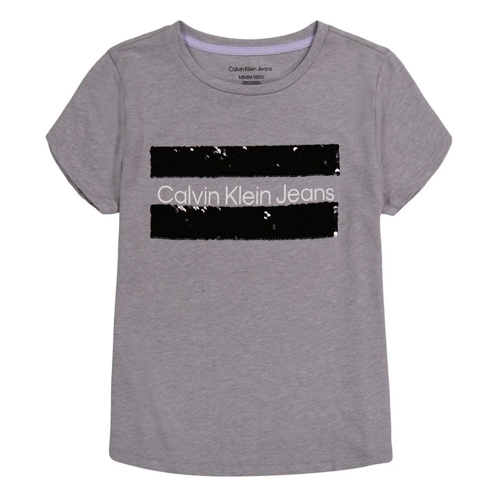 商品Calvin Klein|Big Girls Block Shine Flip-Sequin T-shirt,价格¥69,第3张图片详细描述