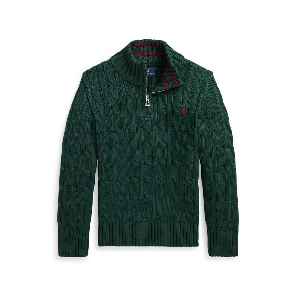 商品Ralph Lauren|Toddler and Little Boys Cable-Knit Cotton Quarter-Zip Sweater,价格¥255,第1张图片