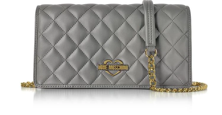 商品Moschino|灰色生态皮革手拿包配肩带,价格¥881,第1张图片