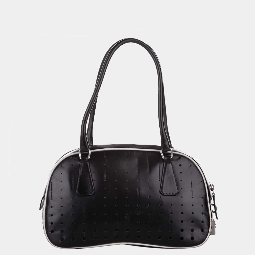 Prada Black Perforated Leather Shoulder Bag商品第3张图片规格展示