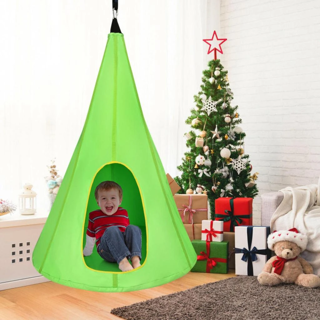 商品Hivvago|40 Inch Kids Nest Swing Chair Hanging Hammock Seat for Indoor Outdoor-Green,价格¥405,第2张图片详细描述