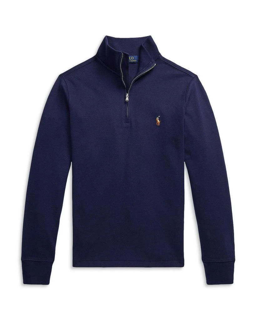 商品Ralph Lauren|Boys' Cotton Interlock Quarter Zip Pullover - Little Kid, Big Kid,价格¥460,第1张图片详细描述