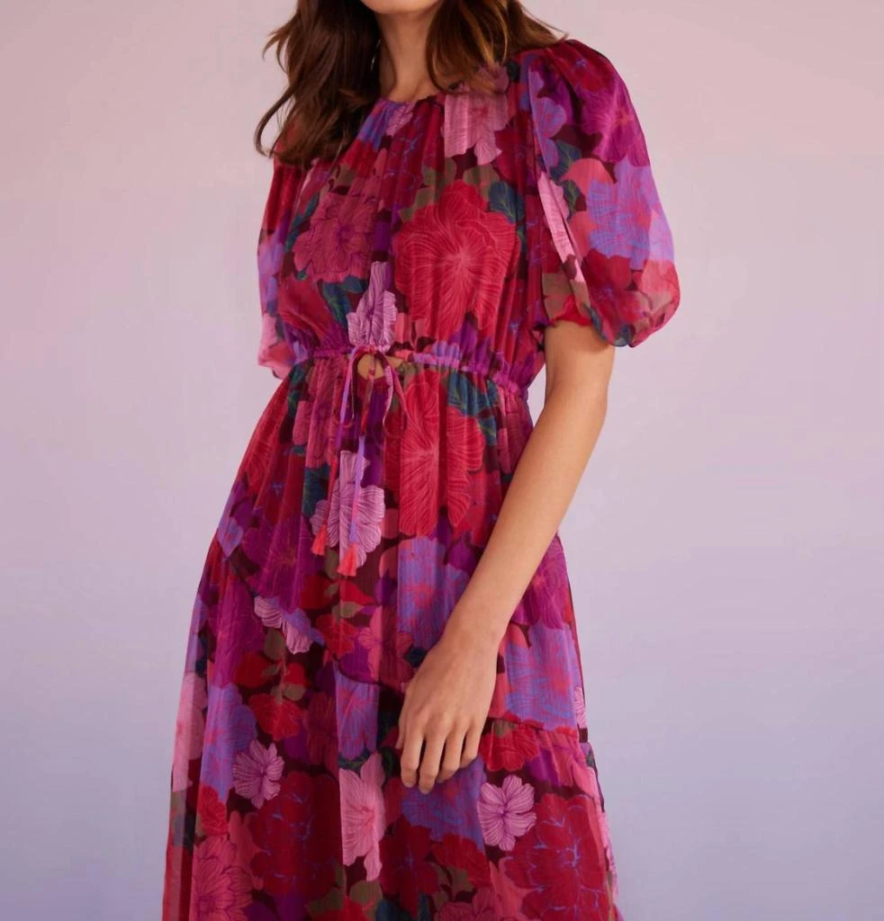 商品MINKPINK|Lexi Tiered Midi Dress In Floral Blooms,价格¥852,第4张图片详细描述