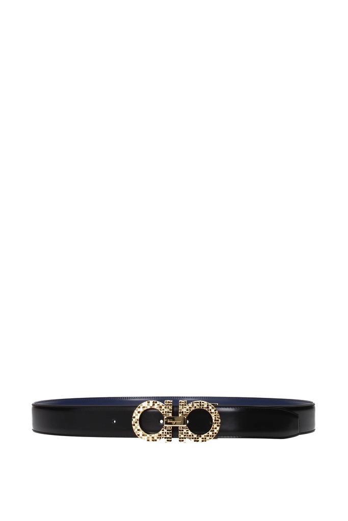 商品Salvatore Ferragamo|Regular belts Leather Black Sea Blue,价格¥2283,第1张图片