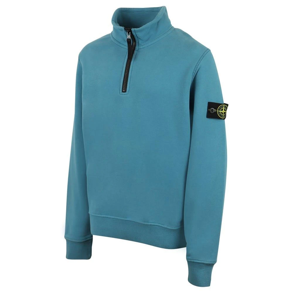 商品Stone Island Junior|Teal Blue Half Zip Sweatshirt,价格¥1037,第3张图片详细描述