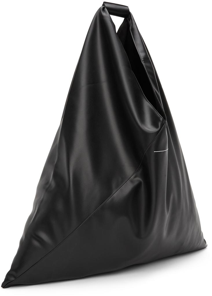 SSENSE Exclusive Black XXL Faux-Leather Triangle Tote商品第3张图片规格展示