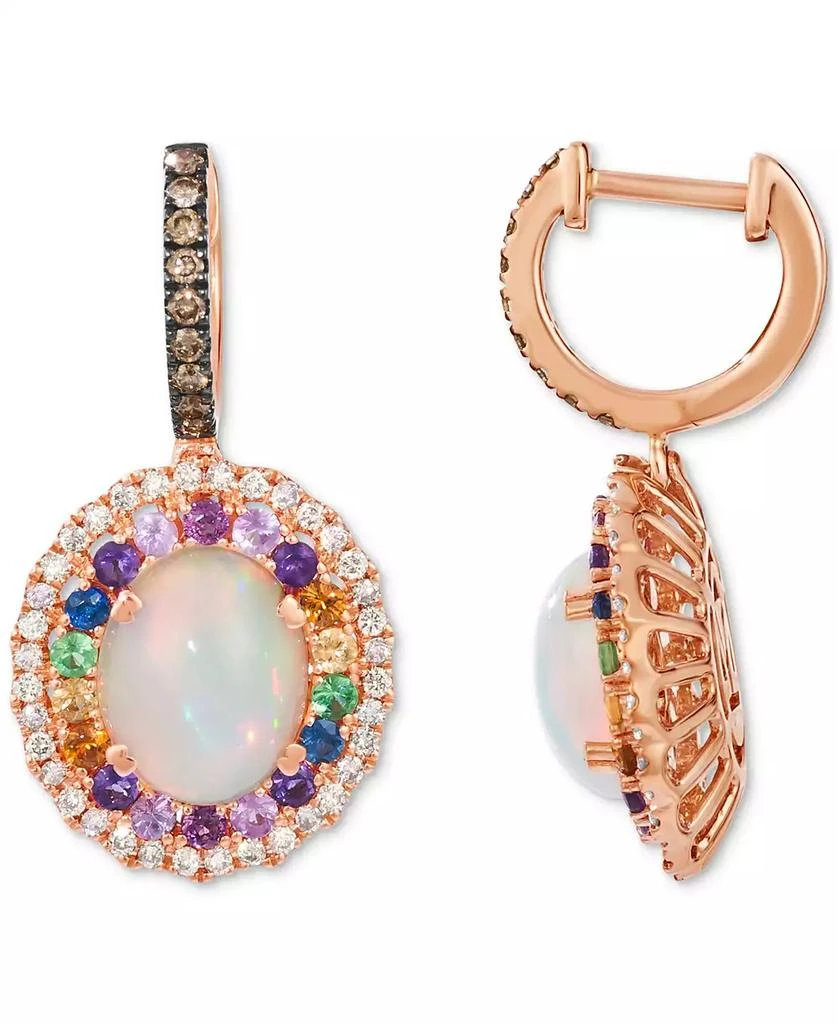 商品Le Vian|Multi-Gemstone (3-1/10 ct. t.w.) & Diamond (5/8 ct. t.w.) Oval Halo Drop Earrings in 14k Rose Gold,价格¥15986,第2张图片详细描述