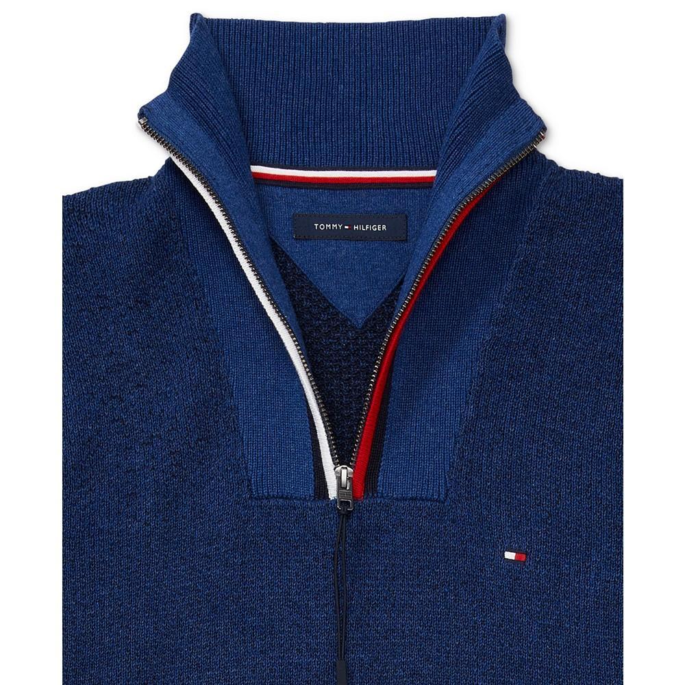 商品Tommy Hilfiger|Men's Adaptive Manhattan Quarter Zip Solid Sweater,价格¥374,第5张图片详细描述
