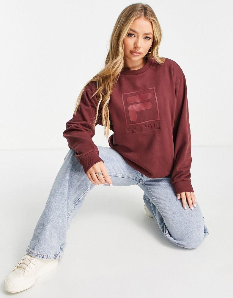 商品Fila|Fila oversized sweatshirt with tonal branding in red,价格¥276,第6张图片详细描述