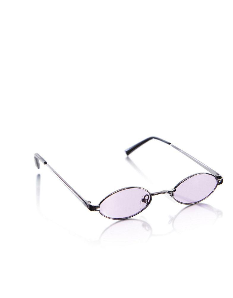 ASOS DESIGN 90s mini oval glasses in gunmetal with lilac lens商品第3张图片规格展示