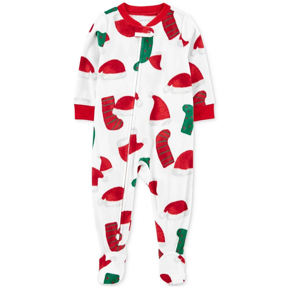 商品Carter's|Toddler One-Piece Santa Hat Fleece Footed Pajama,价格¥81,第1张图片