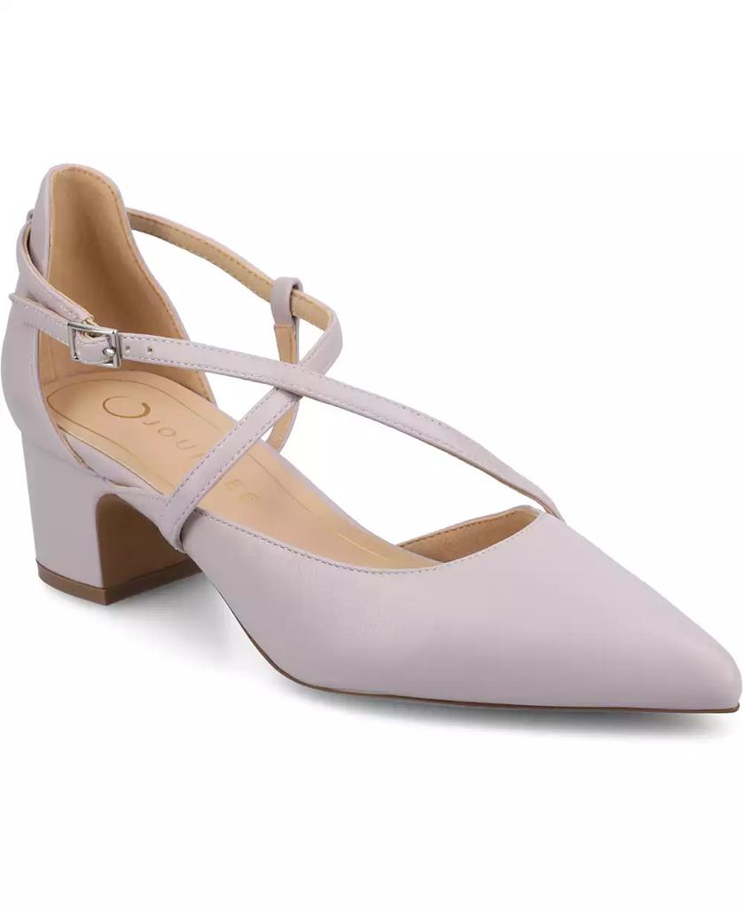 Galvinn Damen-Pumps mit Riemchen, spitzer Zehenpartie und Blockabsatz image 2