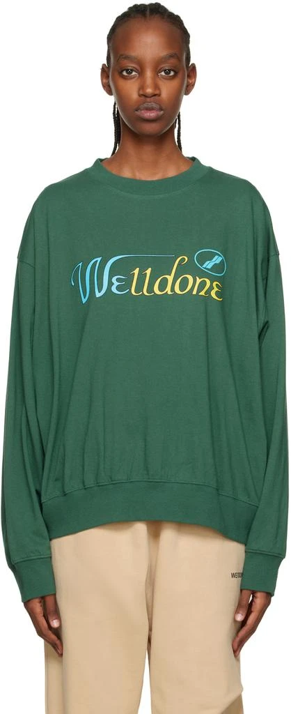 商品We11done|Green Mix Color Cursive Sweatshirt,价格¥472,第1张图片