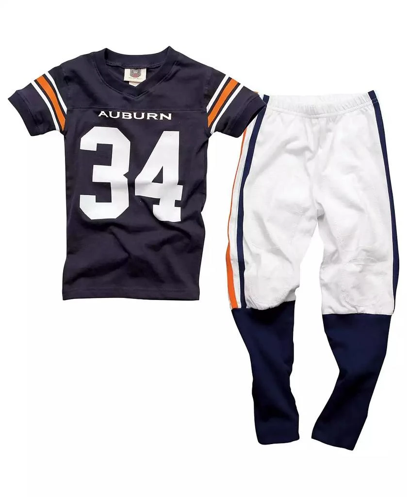 商品Wes & Willy|Auburn Tigers Preschool Boys and Girls Football Pajama Set - White and Navy Blue,价格¥262,第1张图片