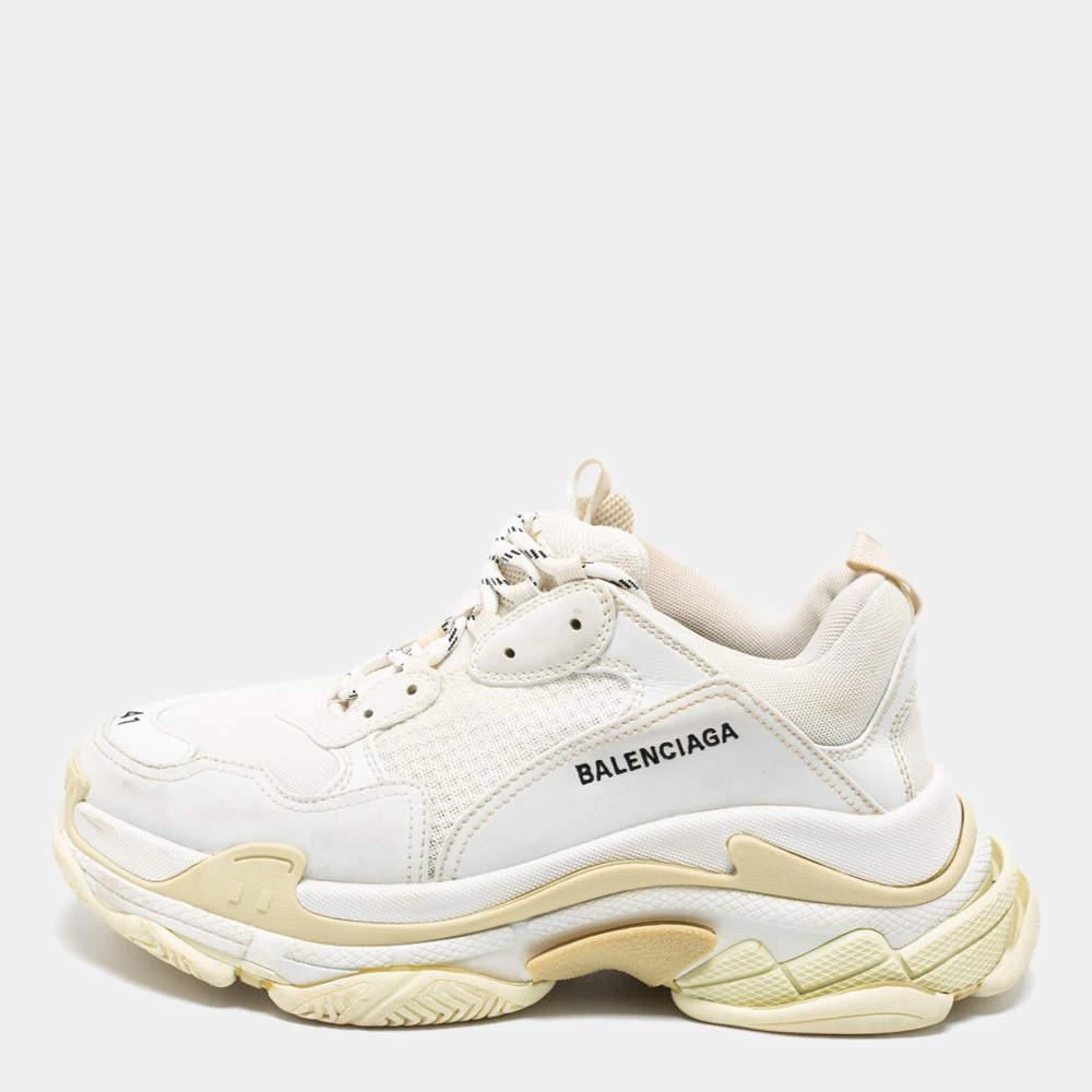 商品[二手商品] Balenciaga|Balenciaga White Nubuck Leather and Mesh Triple S Low-Top Sneakers Size 41,价格¥5583,第1张图片