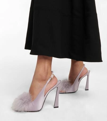 商品Yves Saint Laurent|Mae 110羽毛边饰露跟凉鞋,价格¥12426,第4张图片详细描述